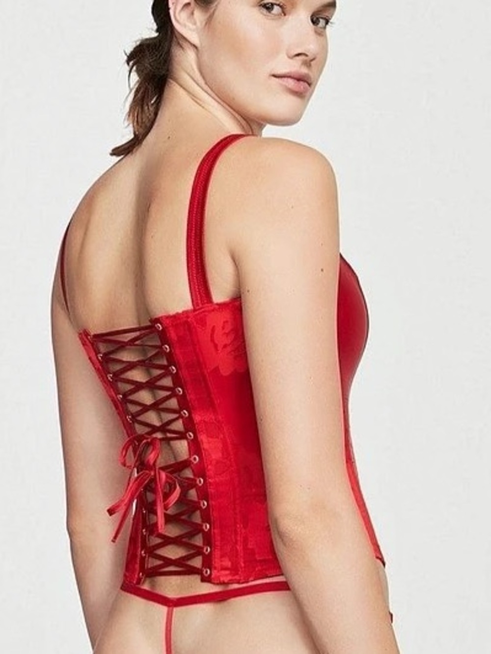 NWT Victoria’s Secret Archives Red corset top with lace-up back Size XS